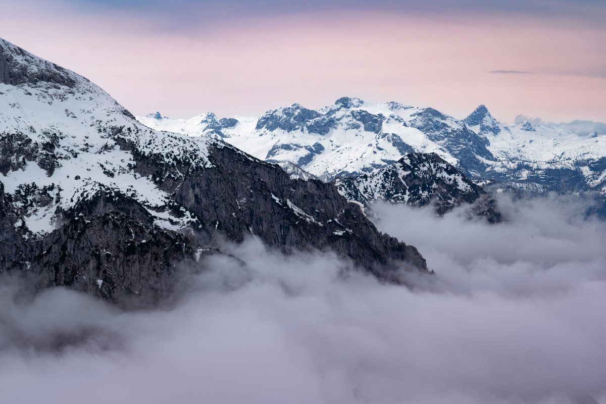 Climber moving through a high mountain valley